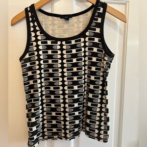 Gap vintage geometric print black and white scoop neck tank top cotton sz Large
